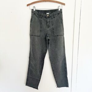 Aerie Charcoal Washed Pull On Elastic Waist Pants  Raw‎ Hem Size XS